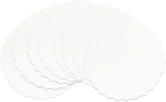 qiqee 6 Inch White Wave Cake Boards Round 15-Packs Circles Rounds Base Food-Grade Cardboard Wave Cake Plate(Thinner But Stronger)
