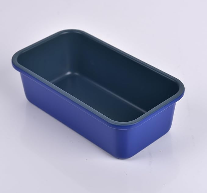 Monfish loaf pan baking bread 1lb loaf bread pans for home baking cake 9x5inch set of 2 haze blue non stick coating Royal blue carbon steel