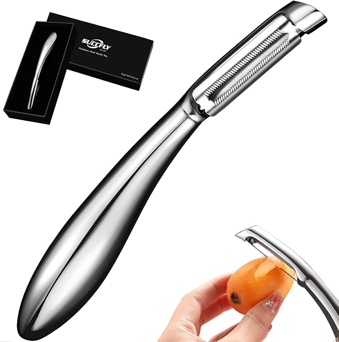 Potato Peeler Stainless Steel, Premium Vegetable Peelers for Kitchen, Fruit & Veggie Peeler, Carrot Cucumber Apple Peelerļ¼Ultra Sharp Serrated Bladeļ¼Ergonomic Non-Slip Handle (5-year warranty)
