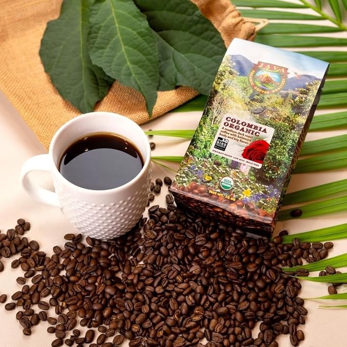Low Acid Organic Coffee – Whole Bean, Mold-Free & Stomach Friendly by Java Planet, Colombian Single Origin Coffee, Medium Dark Roast, Smooth Full Flavored, 1LB Bag
