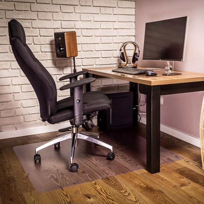 NECAUX Custom 54 x 87 Inch Frosted Table Cover Protector, 1.5mm Thick Wood Grain Transparent Table Pad Non-Slip Tablecloth Plastic Protective Pad for Dining Living Room Table Conference Table