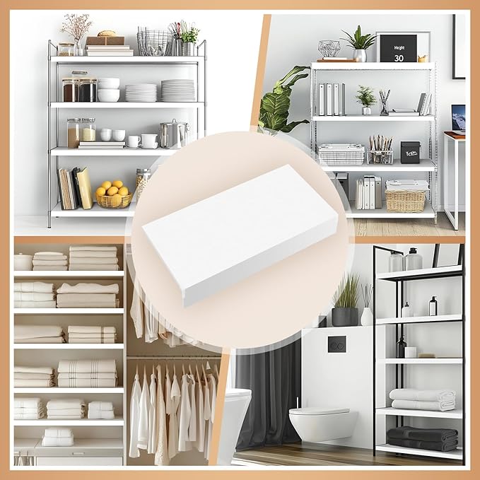 5 Pcs Wire Rack Covers 36x12x3 inch PVC Pantry Shelf Cover 0.31 inch Thick Removable Closet Wire Rack Shelf Covers,Decoration Kitchen Bathroom Office Shelving (Light Luxury White,36x12x3 inch)