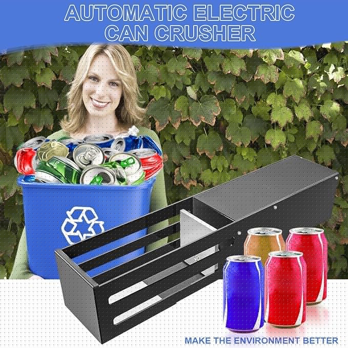 Electric Can Crusher, Automatic Can Crushers for Recycling 8oz 12oz & 16oz Cans, Electric Can Smasher for Recycling Aluminum Cans, Heavy-Duty Smasher for Aluminum Seltzer, Soda, Beer Cans