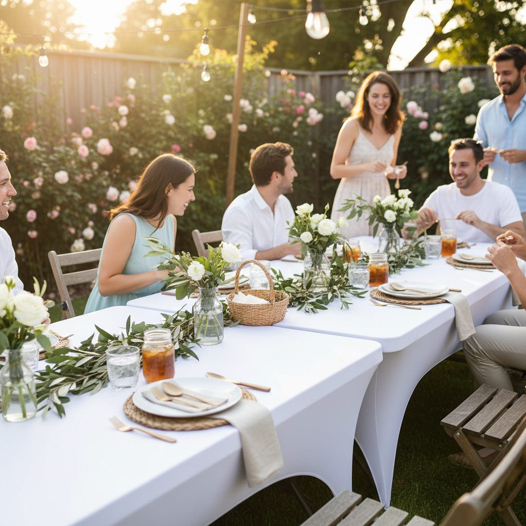 Small Space, Big Impact: How to Use Spandex Stretch Table Covers for an Outdoor Party Setup