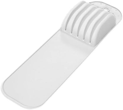 Madesmart Classic 5-Slot Small Knife Holder Storage Mat for Drawers, Soft-Grip Kitchen Knife Block, White/Gray