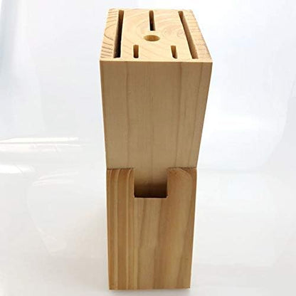 Wooden Knife Block Countertop Knife Holder Knife Organizer with Scissors-Slot for Kitchen
