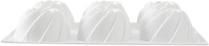 Pastry Tek 6 Cavities Mini Bundt Cake Pans, 10 Oven-Ready Mini Fluted Tube Cake Pans - Flexible, Freezable, White Silicone Baking Molds, Easy Release, For Baking Cupcakes or Donuts - Restaurantware