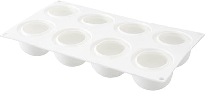 Restaurantware-Pastry Tek 8 Cavities Ball Mold, 1 Oven-Ready Chocolate Mold - Flexible, Freezable, White Silicone Baking Mold, Easy Release, For Making Candies or Chocolates