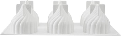 Pastry Tek 6 Cavities Spiral Silicone Mold, 1 Oven-Ready Spiral Mold - Flexible, Freezable, White Silicone Spiral Jello Mold, Easy Release, For Baking - Restaurantware