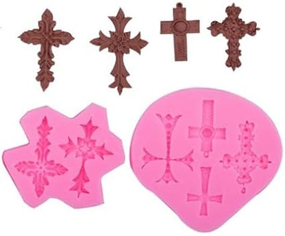 Cross Molds Silicone,2 Pcs Baptism Cake Decorations Cross Cake Mold Cross Mold Baptism Cake Toppers for Baptism Party Supplies