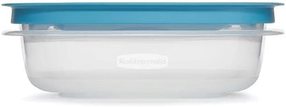 Rubber maid Storage Containers, Easy Find Lids, Teal, 3 cup, Flex & Seal, Leak Proof Lids, Food Storage Set, Clear Meal Prep Flex Containers, 3 Piece Set, Utenselux
