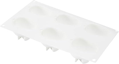 Pastry Tek 6 Cavities Chocolate Bunny Mold, 1 Oven-Ready Easter Candy Mold - Flexible, Freezable, White Silicone Bunny Pan, Easy Release, For Baking - Restaurantware