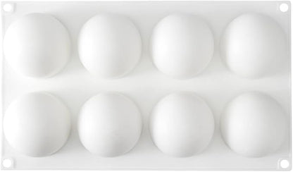 Restaurantware-Pastry Tek 8 Cavities Ball Mold, 1 Oven-Ready Chocolate Mold - Flexible, Freezable, White Silicone Baking Mold, Easy Release, For Making Candies or Chocolates