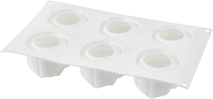 Pastry Tek 6 Cavities Rose Baking Mold, 1 Oven-Ready 3D Rose Mold - Flexible, Freezable, White Silicone Chocolate Mold, Easy Release, For Making Candies or Chocolates - Restaurantware