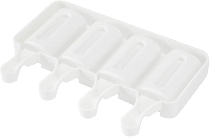 Pastry Tek 4 Cavities Popsicle Molds, 10 Cylinder Cakesicle Molds - Flexible, Freezable, White Silicone Cake Popsicle Molds, Easy Release, For Baking - Restaurantware