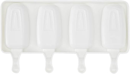 Pastry Tek 4 Cavities Popsicle Mold, 1 Round Cakesicle Mold - Flexible, Freezable, White Silicone Cake Popsicle Mold, Easy Release, For Baking - Restaurantware
