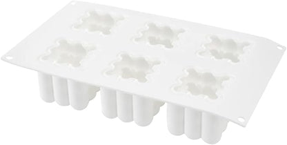 Restaurantware-6 Cavities Pastry & Baking Mold, 1 Oven-Ready 3D Mold - Flexible, Freezable, White Silicone Silicone Mold For Baking, Easy Release, For Chocolate, Cheesecake, Jelly, Or Mousse