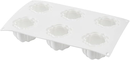 Restaurantware-Pastry Tek 6 Cavities Pumpkin Cake Mold, 1 Oven-Ready 3D Pumpkin Mold - Flexible, Freezable, White Silicone Baking Mold, Easy Release, For Baking Treats