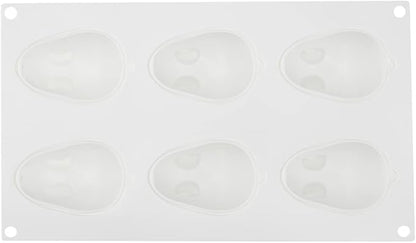 Pastry Tek 6 Cavities Chocolate Bunny Mold, 1 Oven-Ready Easter Candy Mold - Flexible, Freezable, White Silicone Bunny Pan, Easy Release, For Baking - Restaurantware