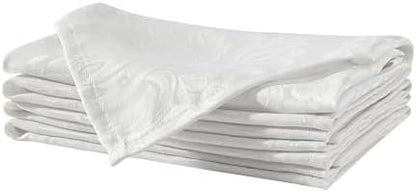 Newbridge Barcelona Luxury Damask Fabric Napkins, Set of 4 Square Napkins, White, 100% Polyester, No Iron, Soil Resistant Dining Room, Party and Banquet Napkins