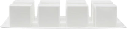 Pastry Tek 8 Cavities Square Cupcake Pan, 1 Oven-Ready Square Mold - Flexible, Freezable, White Silicone Petit Four Mold, Easy Release, For Baking - Restaurantware