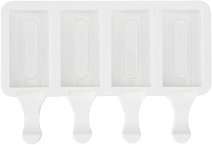 Pastry Tek 4 Cavities Popsicle Molds, 10 Cylinder Cakesicle Molds - Flexible, Freezable, White Silicone Cake Popsicle Molds, Easy Release, For Baking - Restaurantware