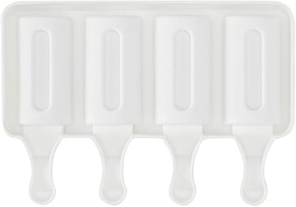 Pastry Tek 4 Cavities Popsicle Molds, 10 Cylinder Cakesicle Molds - Flexible, Freezable, White Silicone Cake Popsicle Molds, Easy Release, For Baking - Restaurantware