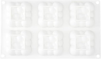 Restaurantware Pastry Tek 6 Cavity Cloud Molds, 10 Oven-Ready Bubble Cake Molds - Flexible, Freezable, White Silicone, Easy Release, For Baking