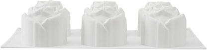 Pastry Tek 6 Cavities Rose Baking Molds, 10 Oven-Ready 3D Rose Molds - Flexible, Freezable, White Silicone Chocolate Molds, Easy Release, For Making Candies or Chocolates - Restaurantware