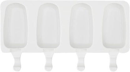 Pastry Tek 4 Cavities Popsicle Mold, 1 Round Cakesicle Mold - Flexible, Freezable, White Silicone Cake Popsicle Mold, Easy Release, For Baking - Restaurantware