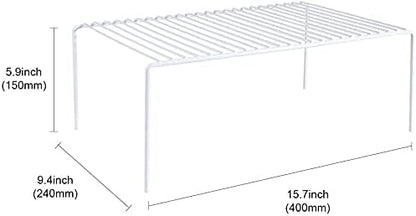 Kitchen Cabinet Shelf Organizer Set of 5, Large (15.7 x 9.4 inch) Metal Wire Pantry Storage Shelves, Dish Plate Racks for Cabinets, Freezer, Counter, Cupboard Organizers and Storage, White