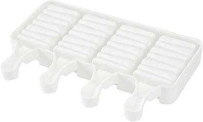 Pastry Tek 4 Cavities Popsicle Mold, 1 Rectangle Cakesicle Mold - Flexible, Freezable, White Silicone Cake Popsicle Mold, Easy Release, For Baking - Restaurantware