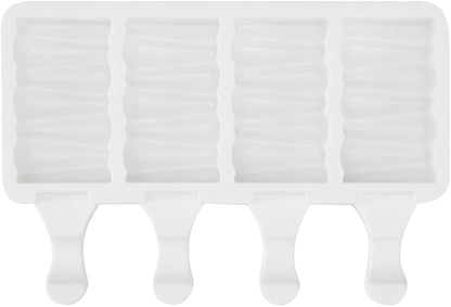 Pastry Tek 4 Cavities Popsicle Mold, 1 Rectangle Cakesicle Mold - Flexible, Freezable, White Silicone Cake Popsicle Mold, Easy Release, For Baking - Restaurantware