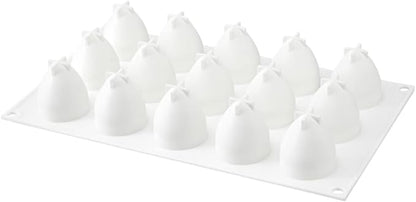 Restaurantware-Pastry Tek 15 Cavities Strawberry Silicone Mold, 1 Oven-Ready Strawberry Mold - Flexible, Freezable, White Silicone Fruit Silicone Mold, Easy Release, For Baking