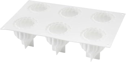 Pastry Tek 6 Cavities Spiral Silicone Mold, 1 Oven-Ready Spiral Mold - Flexible, Freezable, White Silicone Spiral Jello Mold, Easy Release, For Baking - Restaurantware