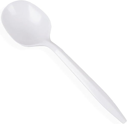 Pantry Value [400 Count] Lightweight White Plastic Spoons - Disposable Cutlery for Parties, Events, and Dinner (Formerly Comfy Package)