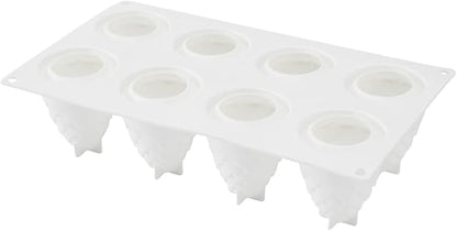 Pastry Tek 8 Cavities Pineapple Mold, 1 Oven-Ready Pineapple Jello Mold - Flexible, Freezable, White Silicone Tropical Fondant Mold, Easy Release, For Baking - Restaurantware