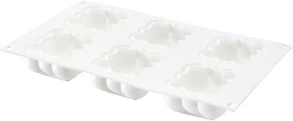 Restaurantware Pastry Tek 6 Cavity Cloud Molds, 10 Oven-Ready Bubble Cake Molds - Flexible, Freezable, White Silicone, Easy Release, For Baking