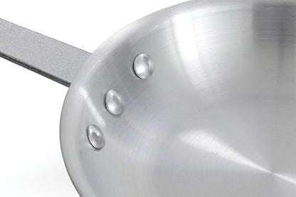 12” Aluminum Frying Pan with Plated Iron Riveted Handle Pan for Restaurants and Cafes Egg Pan Omelet Pans Professional Cookware Commercial Grade Mirror-Finish