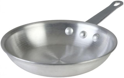 12” Aluminum Frying Pan with Plated Iron Riveted Handle Pan for Restaurants and Cafes Egg Pan Omelet Pans Professional Cookware Commercial Grade Mirror-Finish