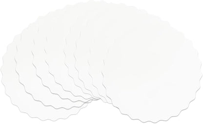 qiqee 10 Inch White Wave Cake Boards Round 15-Packs Circles Rounds Base Food-Grade Cardboard Wave Cake Plate（Thinner But Stronger）