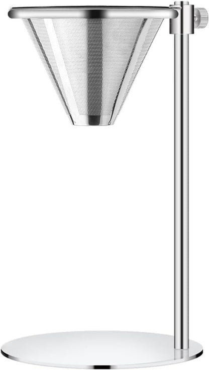 Stainless Steel Pour Over Coffee Maker, Adjustable Stand, Double-layer Filter