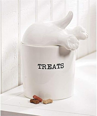 Mud Pie Dog Tail Treat Canister - Ceramic Dog Treat Jar