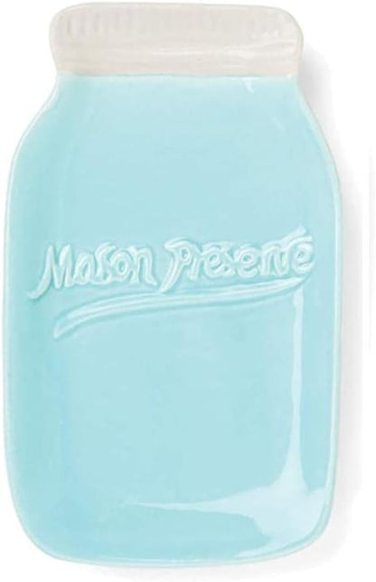 Fox Run 11704 Ceramic Mason Jar Spoon Rest, 6 x 3.5 x 0.75 inches, Blue
