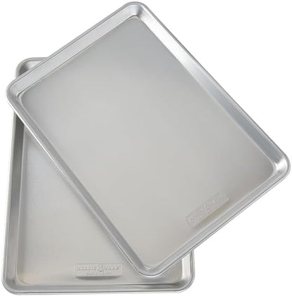 Nordic Ware Naturals Half Sheet Set - USA Made Aluminum Commercial Quality Sheet Pan for Baking or Roasting, Encapsulated Galvanized Steel Rim Prevents Warping, 2pk Half + Lid