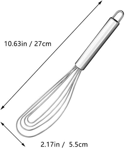 10.63" Stainless Steel Flat Whisk,Egg Beater for Blending,Whisking,Beating,or Stirring