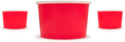 UNIQ 1000-Count 4 oz Paper Ice Cream Cups Red Color | Disposable Dessert Bowls for Ice Cream, Yogurt, Gelato | Frozen Dessert Supplies