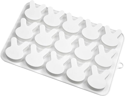 TUKE 15-Cavity Rabbit Candy Silicone Molds Chocolate Truffles Mold,Whiskey Ice Cube Tray,Grid Fondant Mould,Hard Candy Mold Pralines Gummy Jelly Mold (Rabbit H)