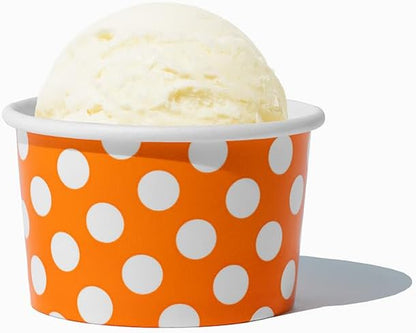 UNIQ 1000-Count 4 oz Paper Ice Cream Cups Orange Color | Disposable Dessert Bowls for Halloween, Weddings & Parties | Frozen Dessert Supplies