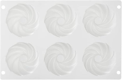 Pastry Tek 6 Cavities Mini Bundt Cake Pans, 10 Oven-Ready Mini Fluted Tube Cake Pans - Flexible, Freezable, White Silicone Baking Molds, Easy Release, For Baking Cupcakes or Donuts - Restaurantware